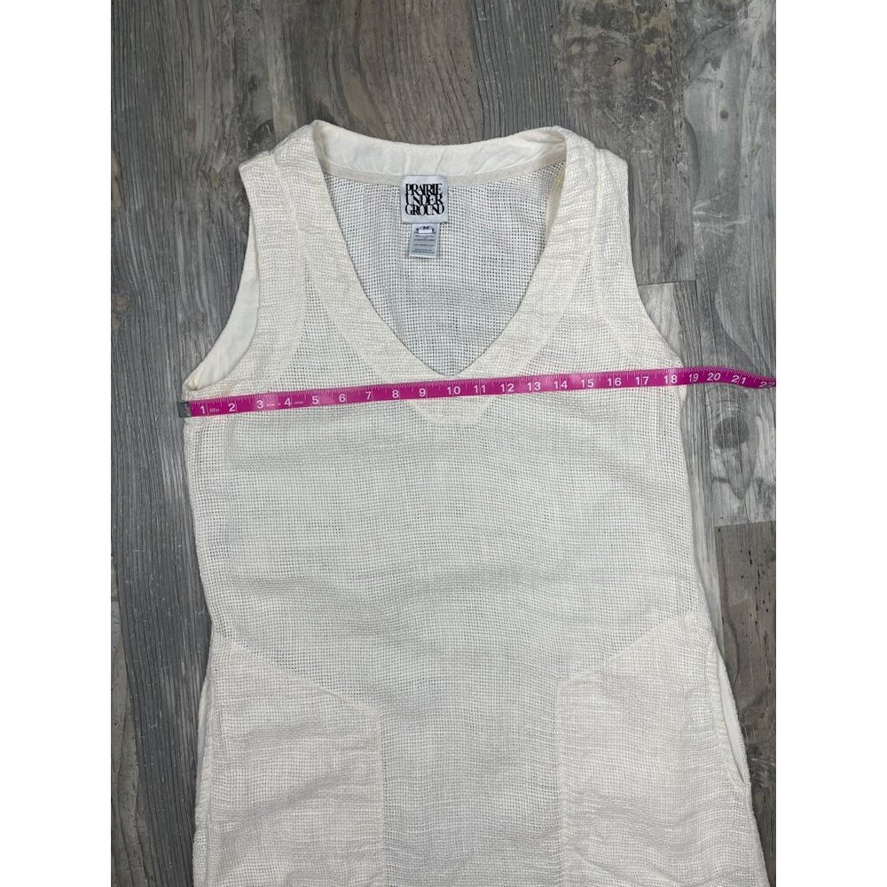 Prairie Underground Linen Shift Dress Medium Ivory White Sleeveless Mesh Pockets - Picture 5 of 6